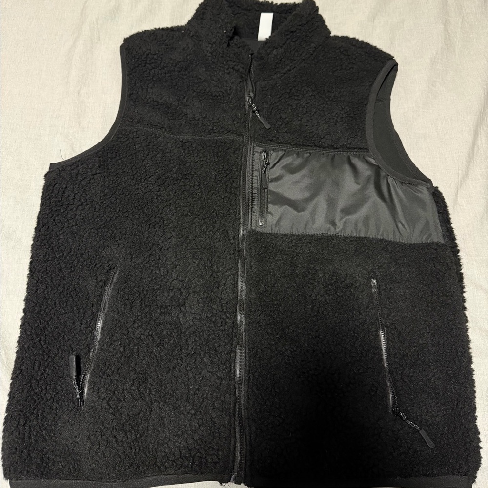 Men's Black Sherpa Fleece Vest